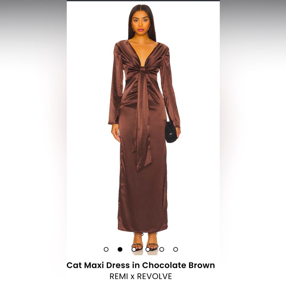 Remi Bader x REVOLVE Chocolate Brown stretch silk dress, size XL